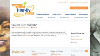 How do I renew materials? | Orange County Library System (OCLS)