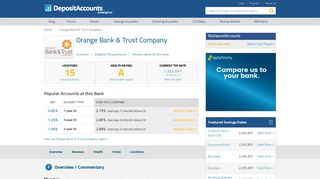 Orange Bank & Trust Company Reviews and Rates - New York