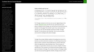 Orange Customer Service: 0843 837 5455 Contact Phone Numbers