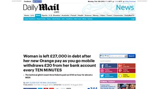 Woman is left £27,000 in debt after her new Orange pay as you go ...