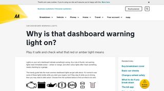Car Dashboard Warning Lights | What you need to do | AA
