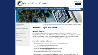 How Do I Login to Canvas? - Orange Coast College