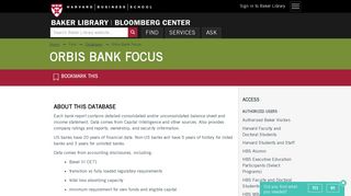Orbis Bank Focus | Baker Library | Harvard Business School