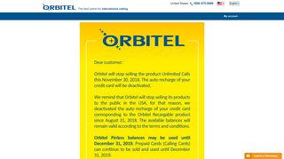Orbitel USA: Receive unlimited calls from Latin America