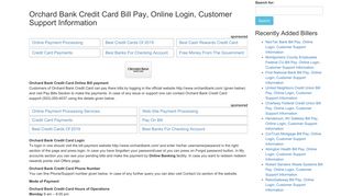 Orchard Bank Credit Card Bill Pay, Online Login, Customer Support ...