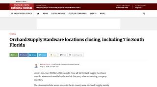 Lowe's Cos. Inc. (NYSE: LOW) to close all Orchard Supply Hardware ...