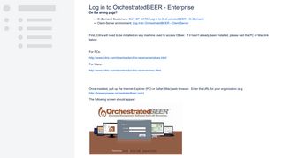 Log in to OrchestratedBEER - Enterprise - OBeer Online Help - OBeer ...