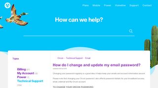 How do I change and update my email password? – Orcon