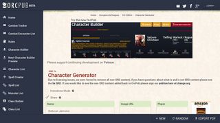 OrcPub: D&D 5e Character Builder/Generator