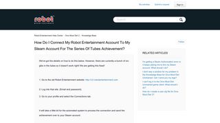 How do I connect my Robot Entertainment account to my Steam ...
