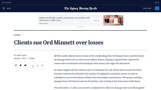 Clients sue Ord Minnett over losses - Sydney Morning Herald