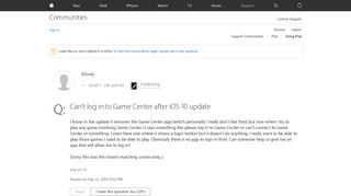 Can't log in to Game Center after iOS 10 … - Apple Community