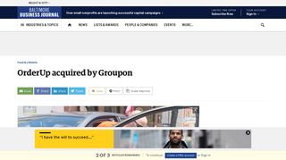 OrderUp acquired by Groupon - Baltimore Business Journal