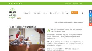 Volunteer Food Repack - Oregon Food Bank