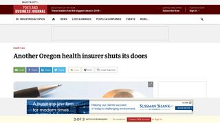 Another Oregon health insurer shuts its doors - Portland Business ...