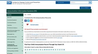 IIS | Contacts for Immunization Records | CDC