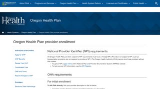 Oregon Health Authority : Oregon Health Plan provider enrollment ...