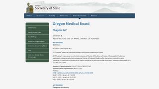 Oregon Medical Board - Oregon Secretary of State Administrative Rules