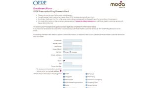 OPDP Prescription Drug Discount Card Enrollment Form