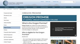 Oregon Promise - Central Oregon Community College