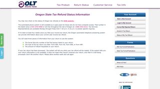 Oregon State Tax Refund Status Information - OnLine Taxes - OLT.com
