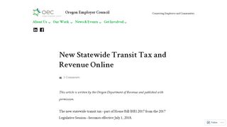 New Statewide Transit Tax and Revenue Online – Oregon Employer ...