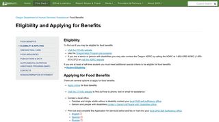 State of Oregon: Food Benefits - Eligibility and Applying for Benefits