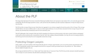 About the PLF - Oregon State Bar PLF - Professional Liability Fund