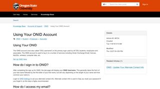 Article - Using Your ONID Account - TeamDynamix