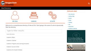 Oregon State University: Site Directory |