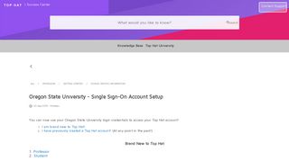 Oregon State University - Single Sign-On Account Setup