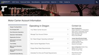 Oregon Department of Transportation : Motor Carrier Account ...