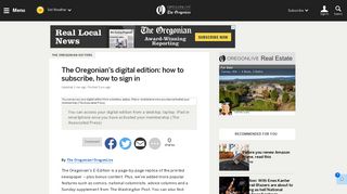 The Oregonian's digital edition: how to subscribe, how to sign in ...
