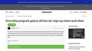 Solved: Oreo beta program galaxy s8 how do I sign up where and ...