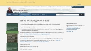 Oregon Secretary of State: Set Up a Campaign Committee