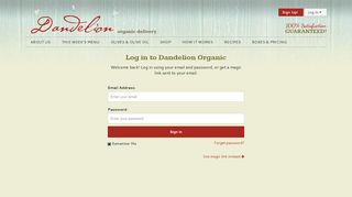 Login using your email | Dandelion Organic
