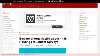 Beware of organizejobs.com - it is Hosting Fraudulent Surveys