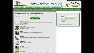 Log In Page - Greenskeeper.org Free Online Golf Community
