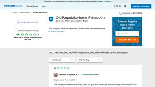 Top 678 Reviews and Complaints about Old Republic Home Protection