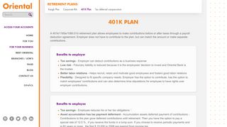 Plan 401K | Oriental Bank