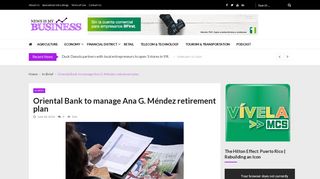 Oriental Bank to manage Ana G. Méndez retirement plan – News is My ...