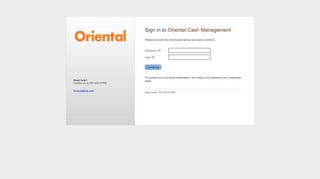 Sign in to Oriental Cash Management