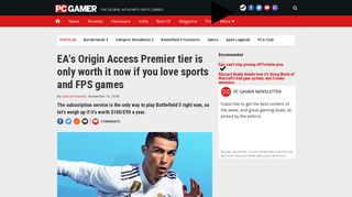 EA's Origin Access Premier tier is only worth it now if you love sports ...