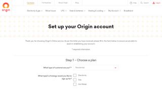 Set up your new Origin Account - Origin Energy
