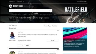 How do i link my Battlefield 3 (ps3) to my Origin account - Answer HQ