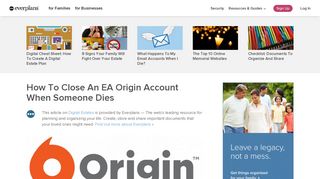 How To Close An EA Origin Account When Someone Dies | Everplans