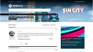 Solved: Origin login is currently unavailable. - Answer HQ