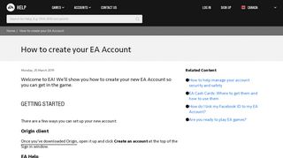 How to create your EA Account - EA Help