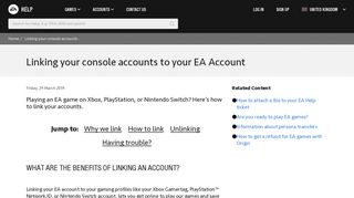 Linking your console accounts to your EA Account - EA Help