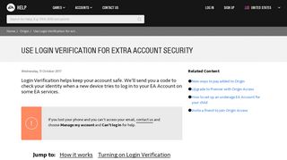 Origin - Use Login Verification for extra account security - EA Help
